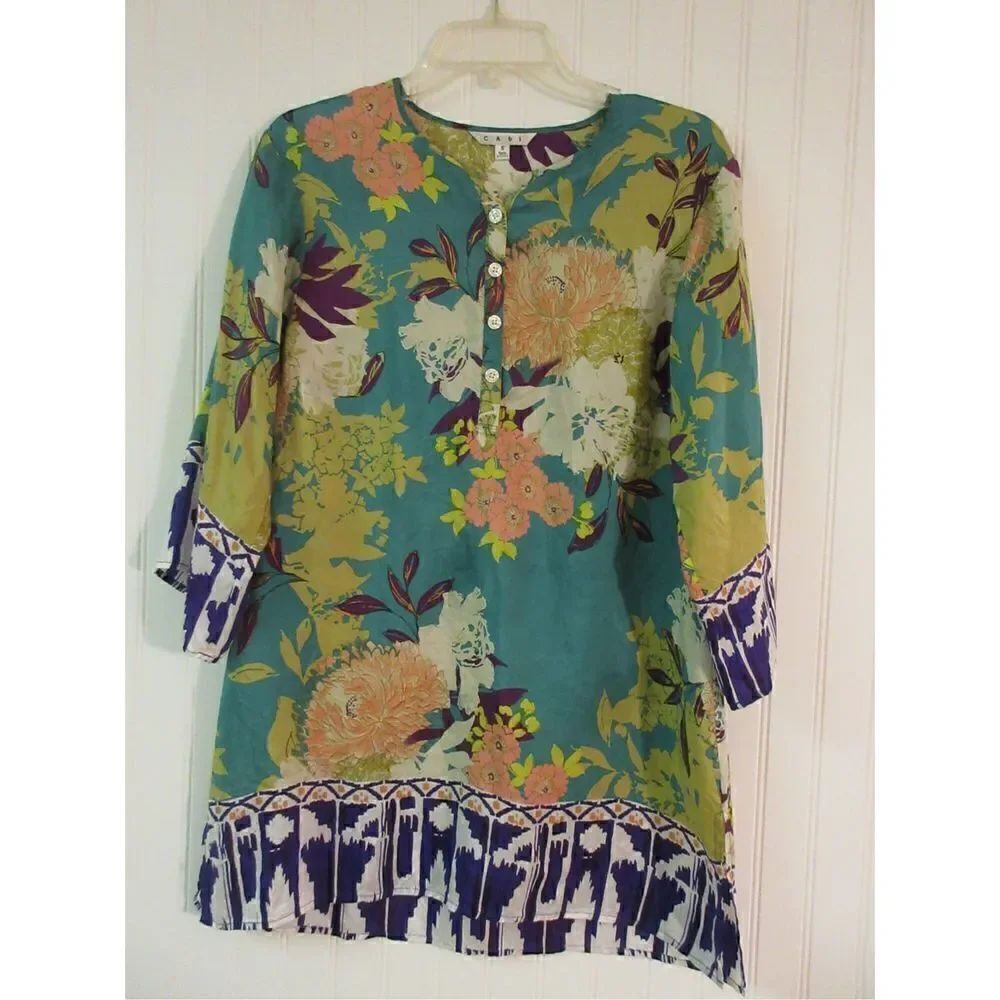 CAbi Poetry tunic blouse 100% silk style #812 Small